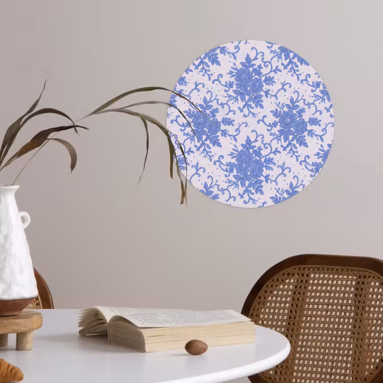 Runde Tapete - Spitze – Blumen – Blau — 4