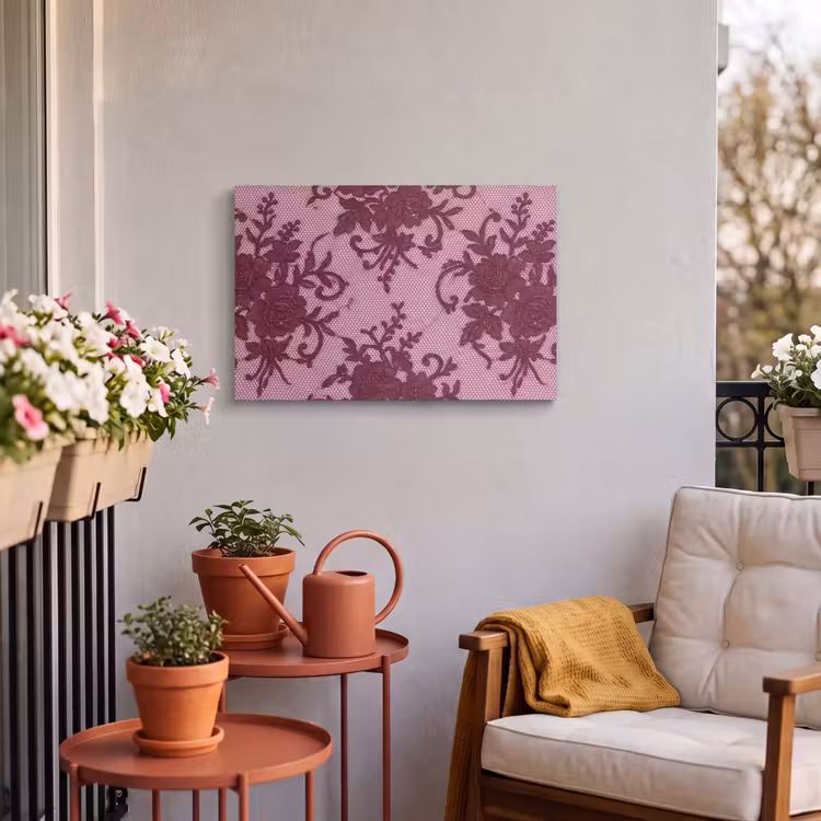 Outdoor Leinwand - Bordeauxrotes Spitzenmuster — 3