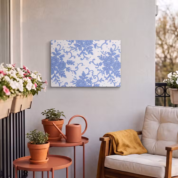 Outdoor Leinwand - Spitze – Blumen – Blau — 3