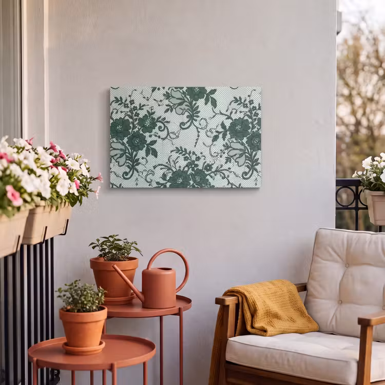 Outdoor Leinwand - Spitze – Blumen – Grün — 3