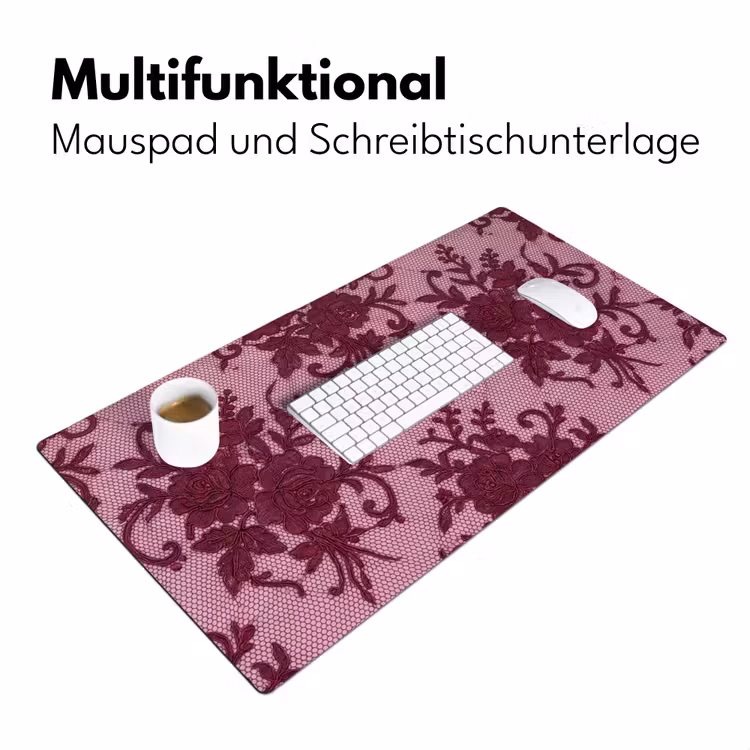 Schreibtischunterlage - Bordeauxrotes Spitzenmuster — 4