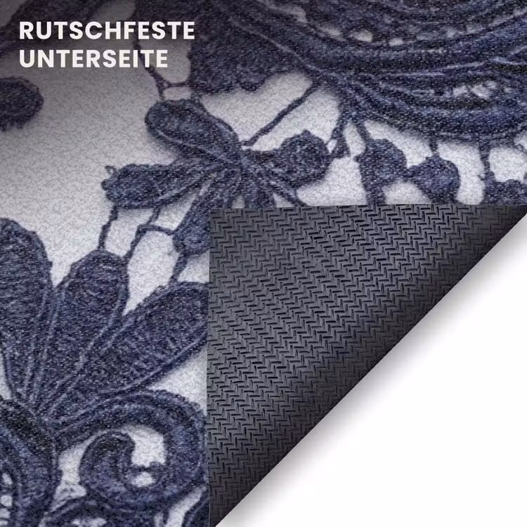 Fußmatte - Dunkelblaue Spitze – Blumen — 6