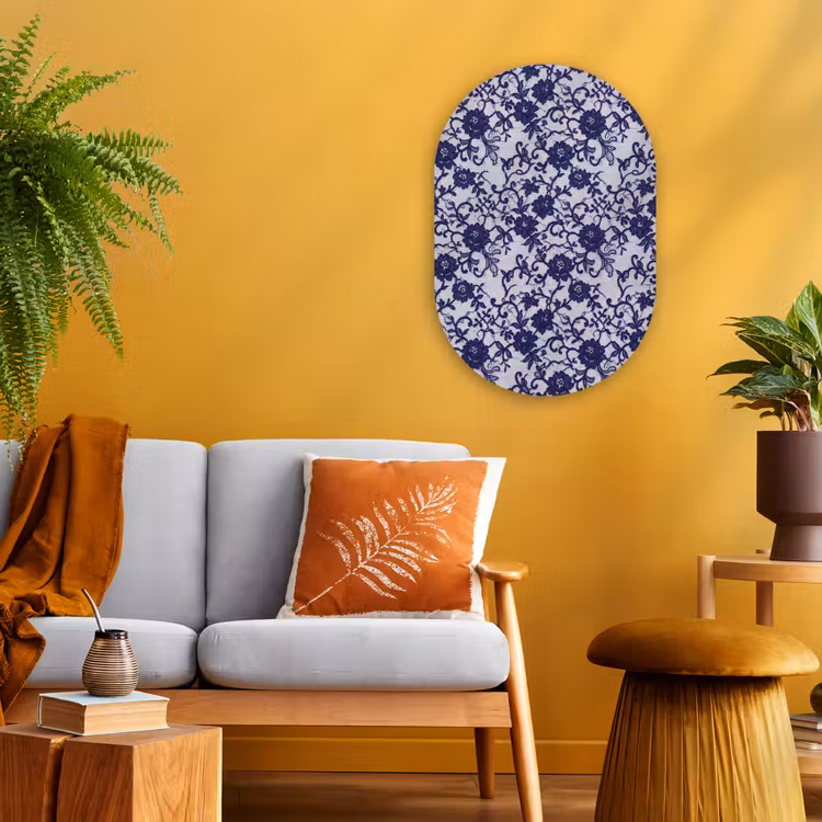 Forexbild Oval - Dunkelblaue Spitze – Blumen — 2