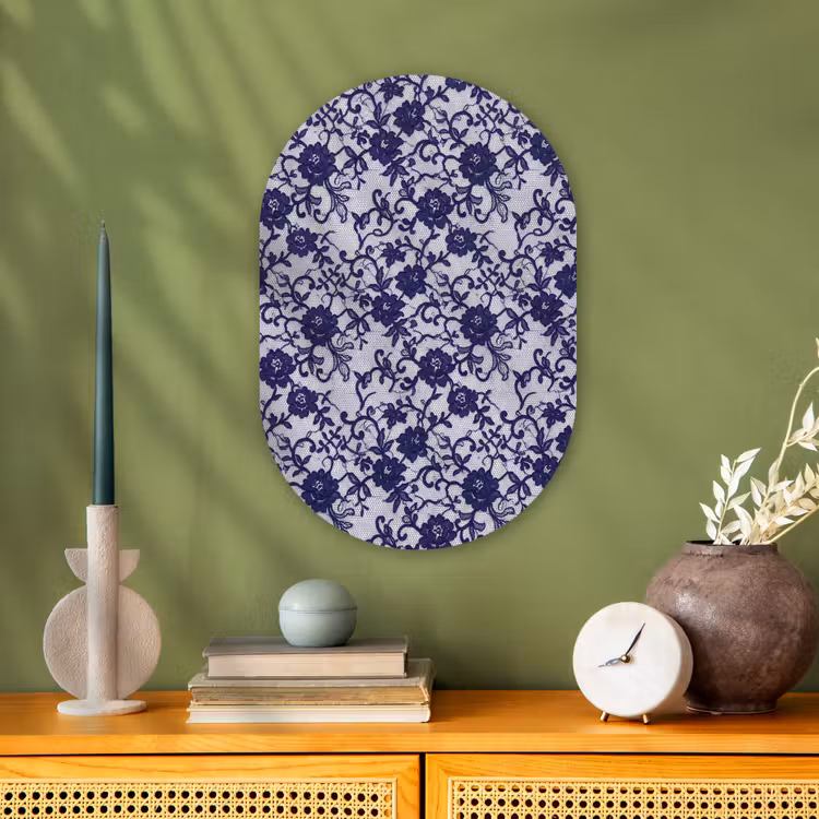 Forexbild Oval - Dunkelblaue Spitze – Blumen — 3
