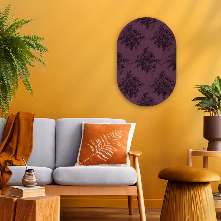 Forexbild Oval - Spitzenmuster – Blumen – Lila — 2