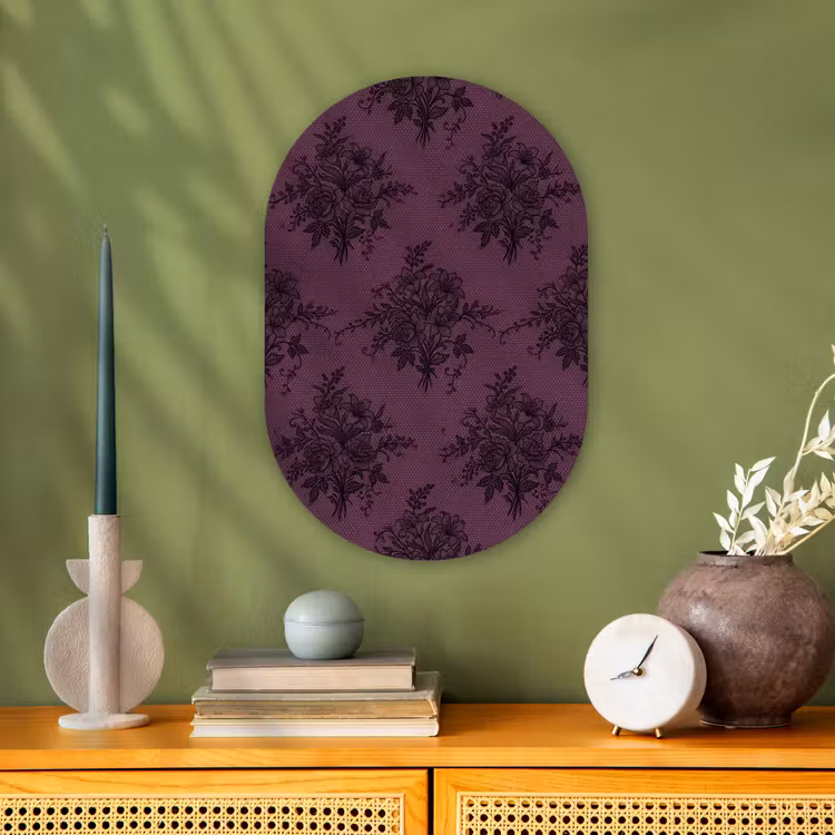 Forexbild Oval - Spitzenmuster – Blumen – Lila — 3