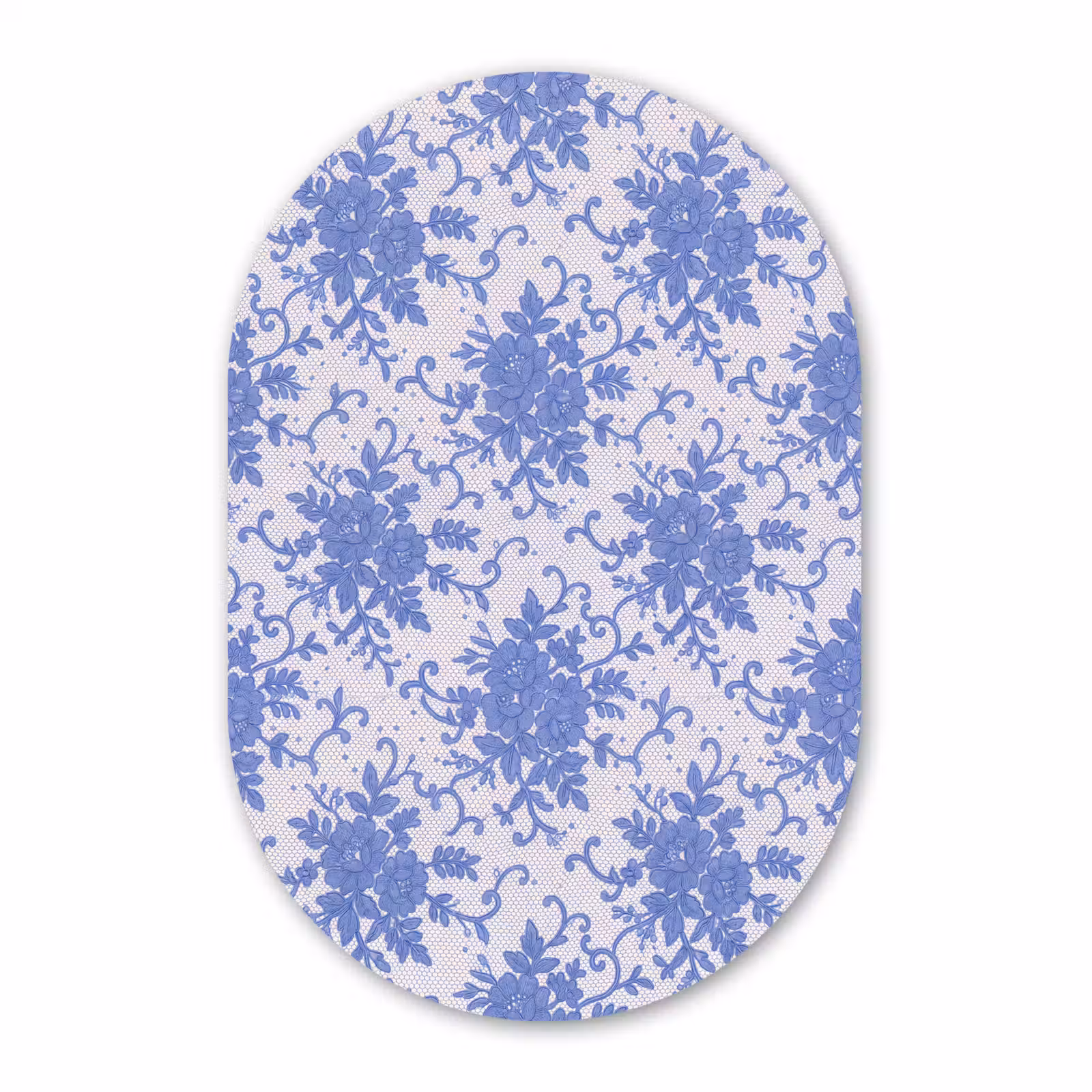 Glasbild Oval - Spitze – Blumen – Blau — 1