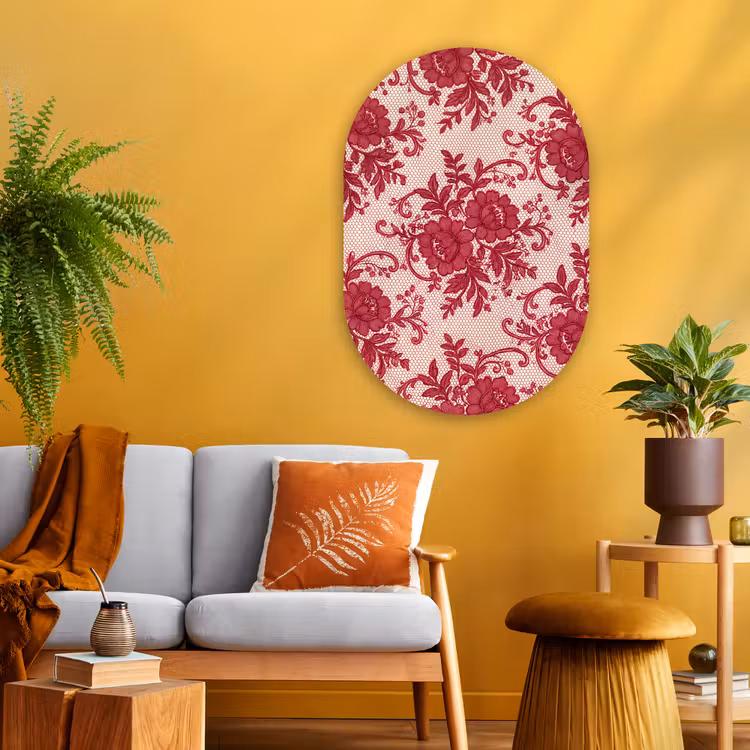 Glasbild Oval - Rote Spitze – Blumen — 3