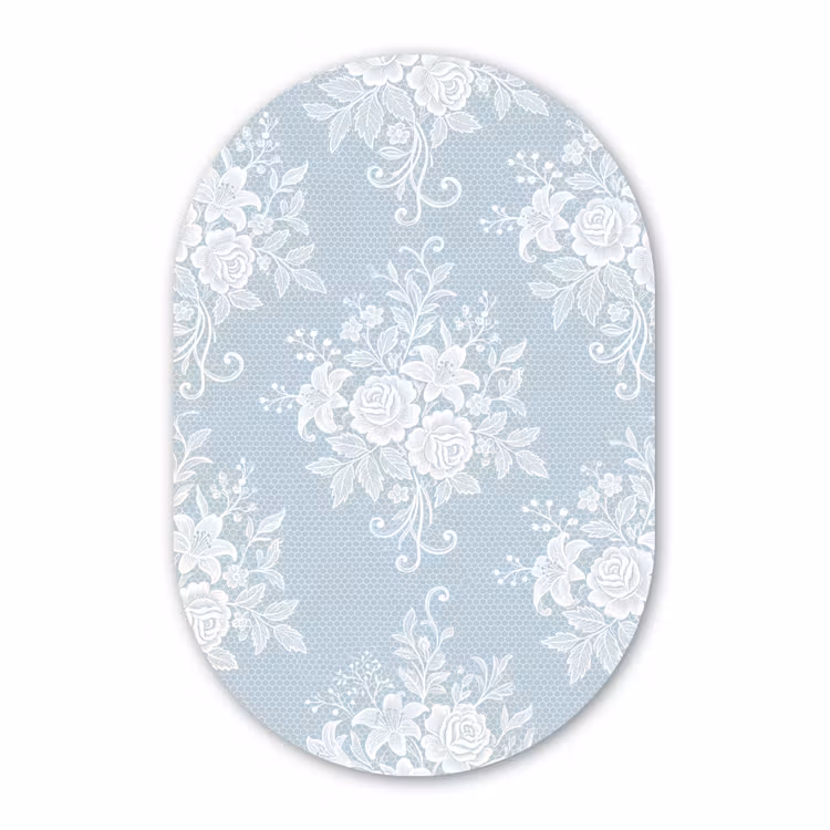 Glasbild Oval - Weiß – Spitze – Vintage — 1