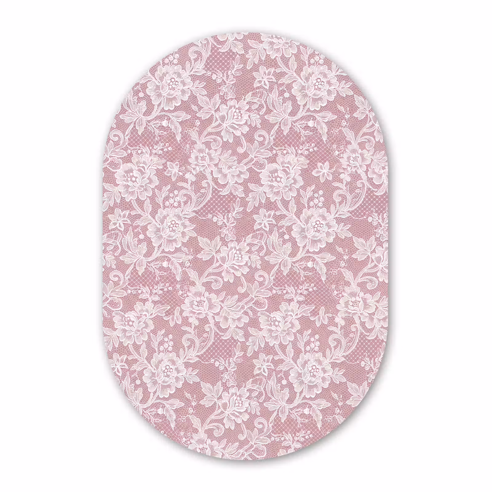 Glasbild Oval - Spitze – Blumen – Weiß — 1