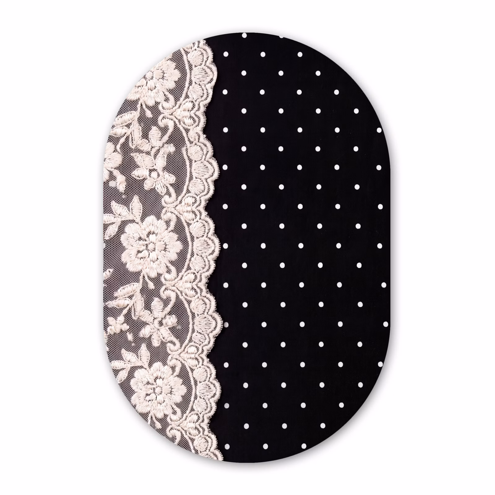 Glasbild Oval - Weiße Spitze – Schnittmuster — 1