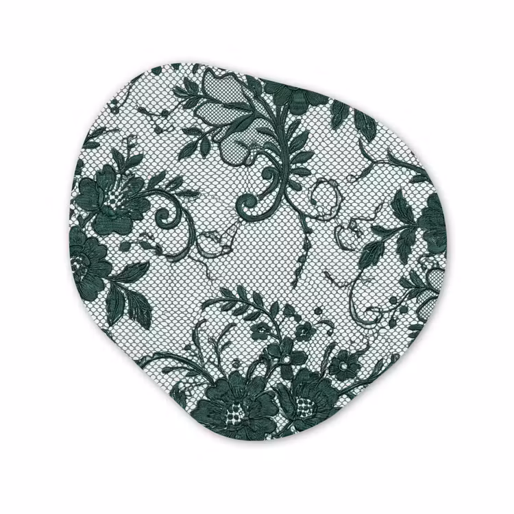 Glasbild Organische Form - Spitze – Blumen – Grün — 1