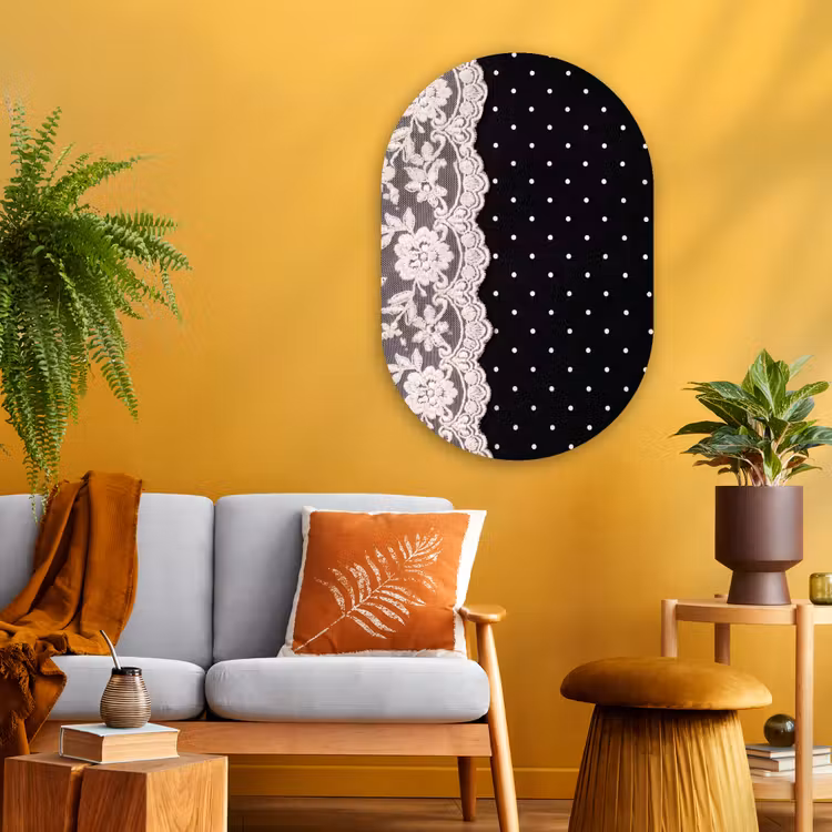 Glasbild Oval - Weiße Spitze – Schnittmuster — 3