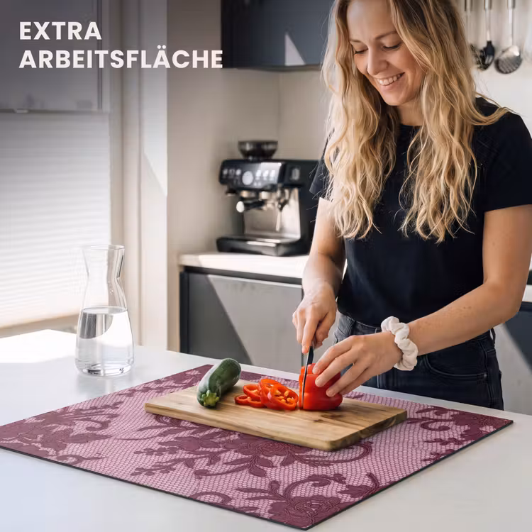 Herdabdeckplatte - Bordeauxrotes Spitzenmuster — 4