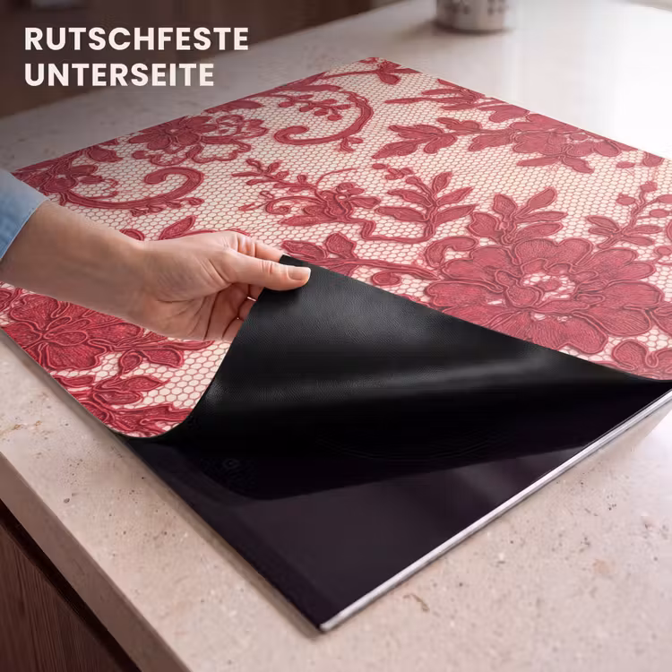 Herdabdeckplatte - Rote Spitze – Blumen — 9