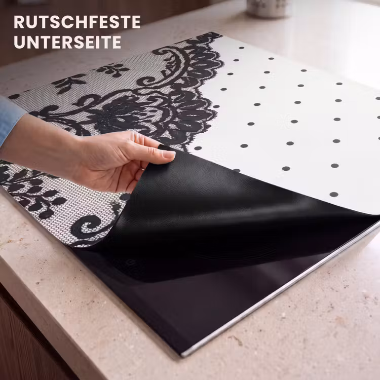 Herdabdeckplatte - Schwarze Spitze – Blumen — 9