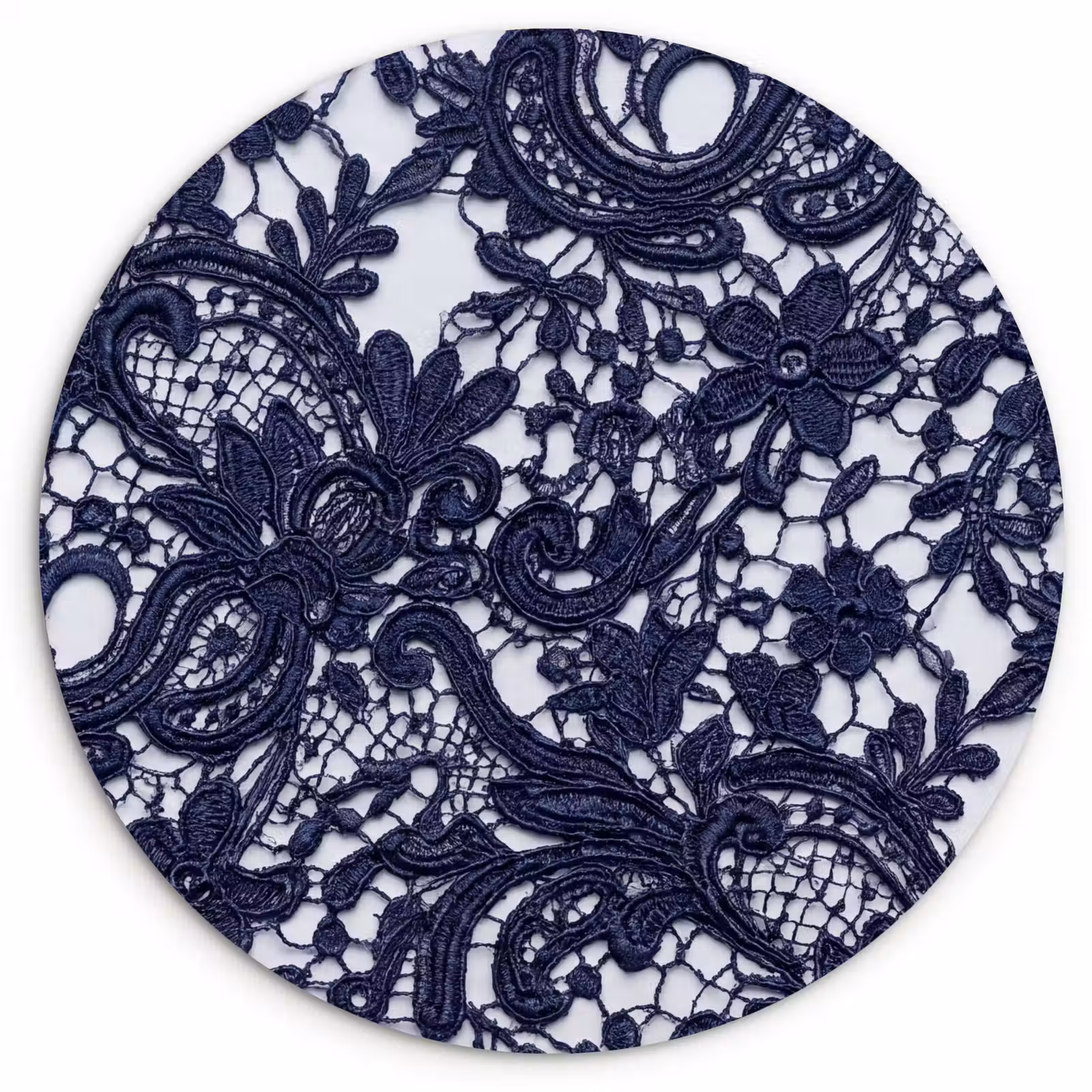 Forexbild Rund - Dunkelblaue Spitze – Blumen — 1