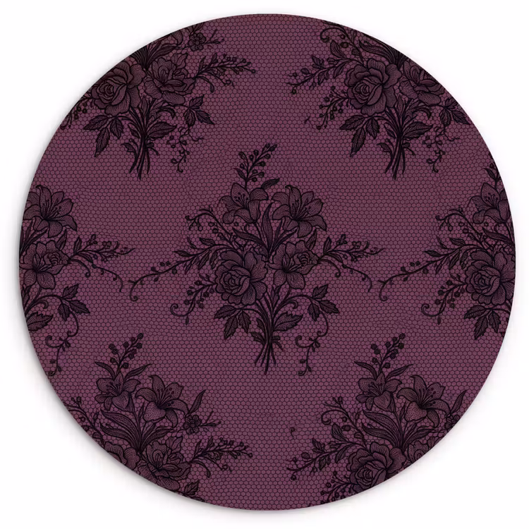 Forexbild Rund - Spitzenmuster – Blumen – Lila — 1