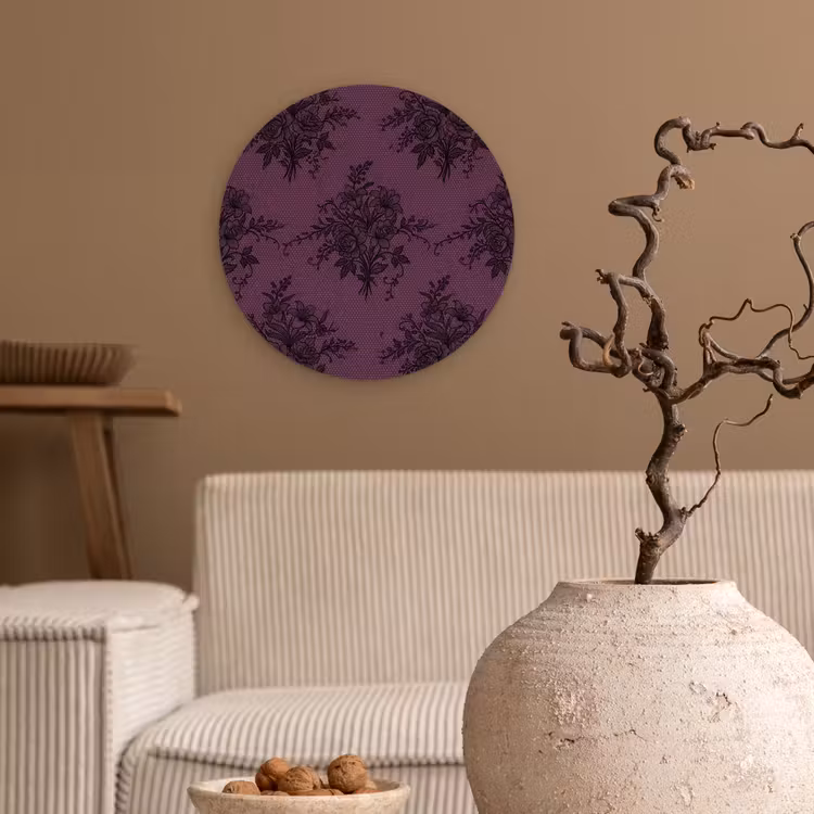 Forexbild Rund - Spitzenmuster – Blumen – Lila — 2
