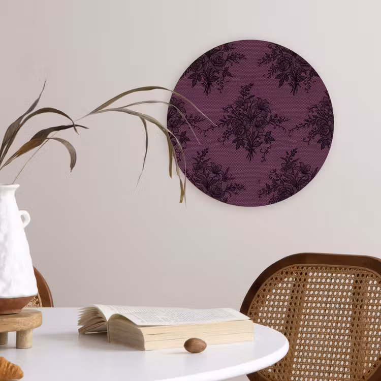 Forexbild Rund - Spitzenmuster – Blumen – Lila — 4