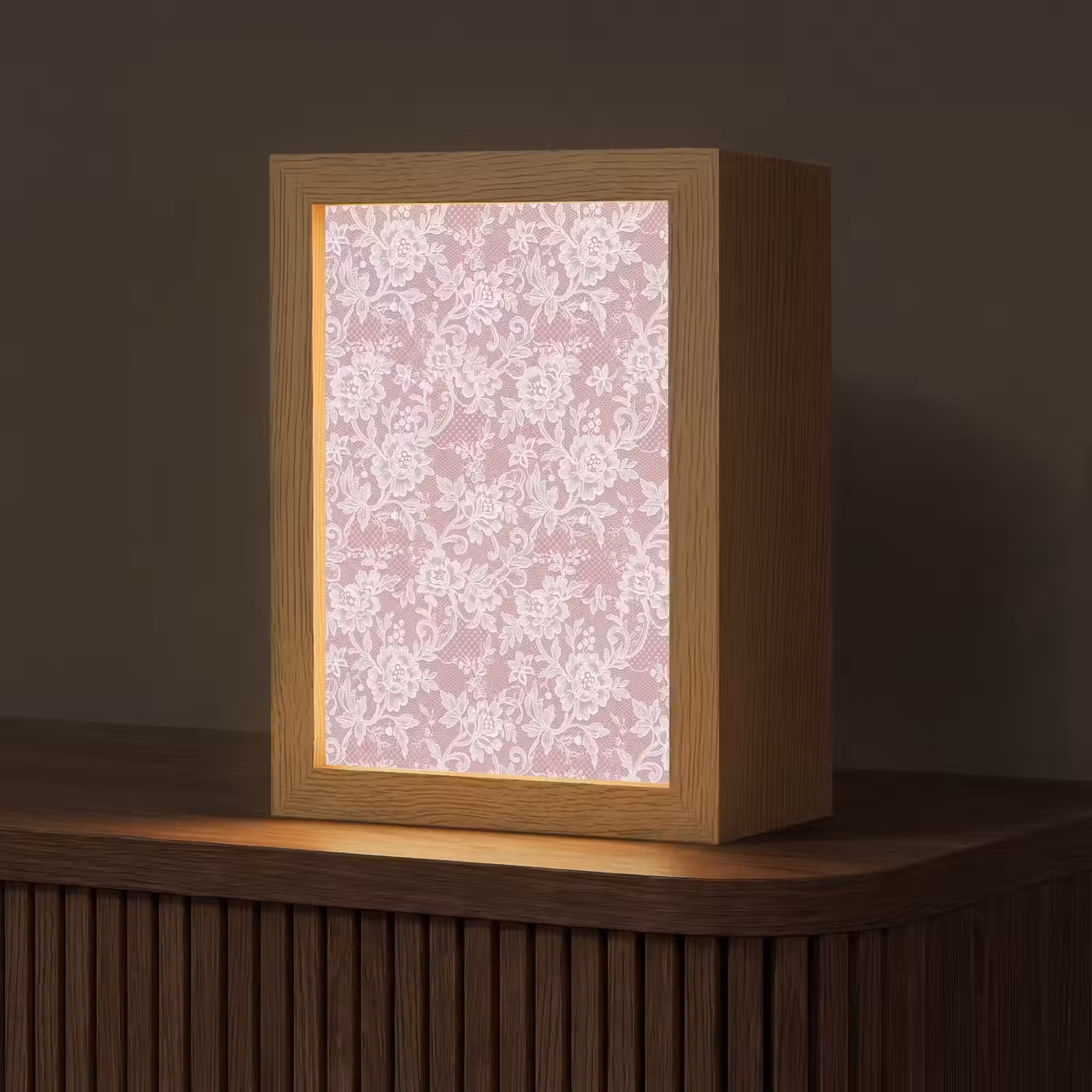 Personalisierte Lightbox - Spitze – Blumen – Weiß — 1