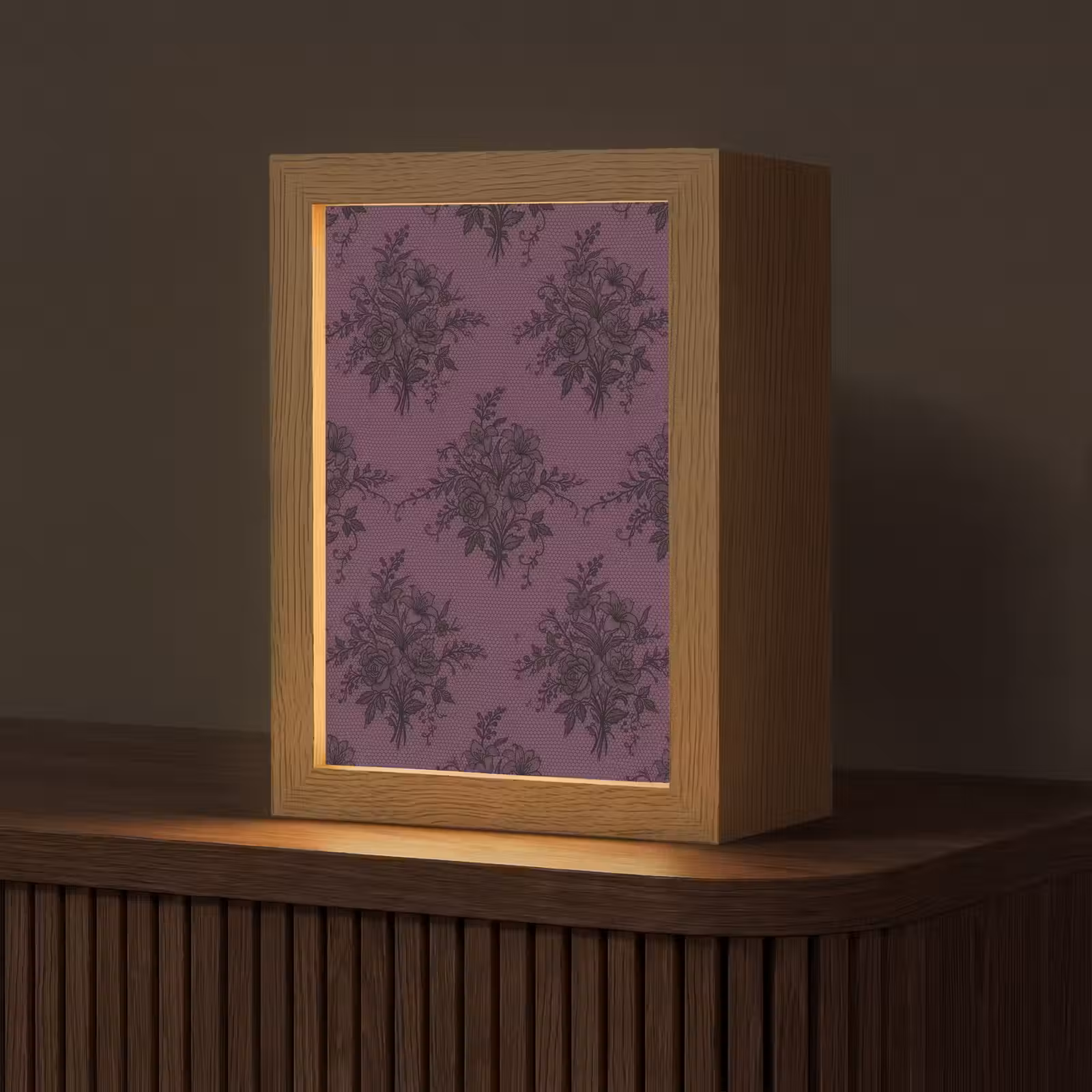 Personalisierte Lightbox - Spitzenmuster – Blumen – Lila — 1
