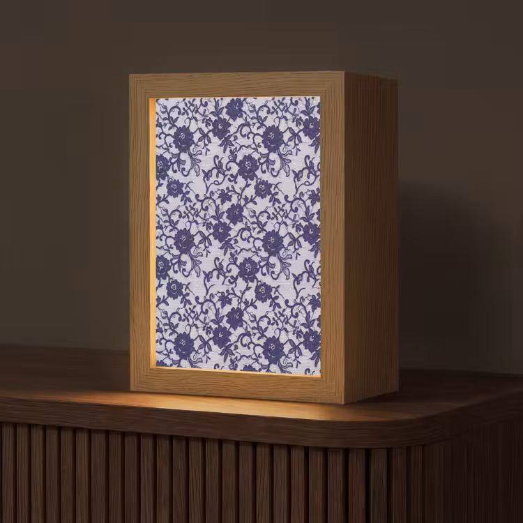 Personalisierte Lightbox - Dunkelblaue Spitze – Blumen — 1