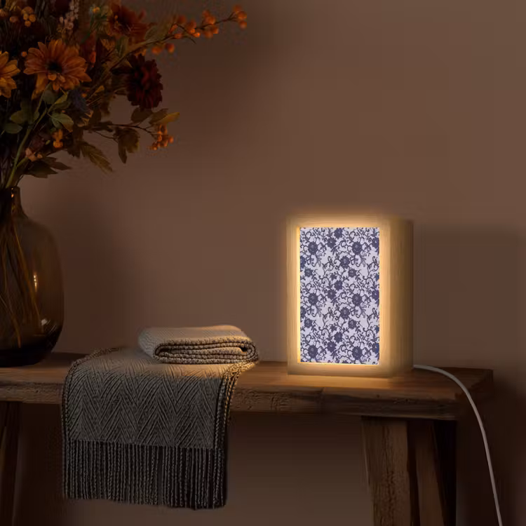 Personalisierte Lightbox - Dunkelblaue Spitze – Blumen — 3