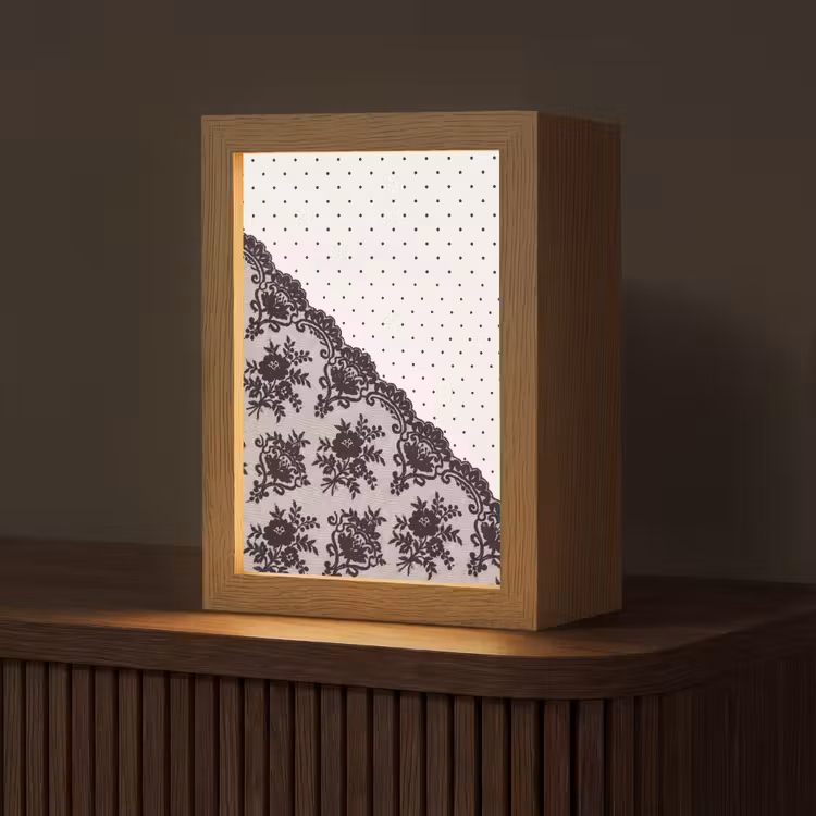 Personalisierte Lightbox - Schwarze Spitze – Blumen — 1
