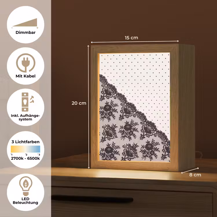 Personalisierte Lightbox - Schwarze Spitze – Blumen — 6