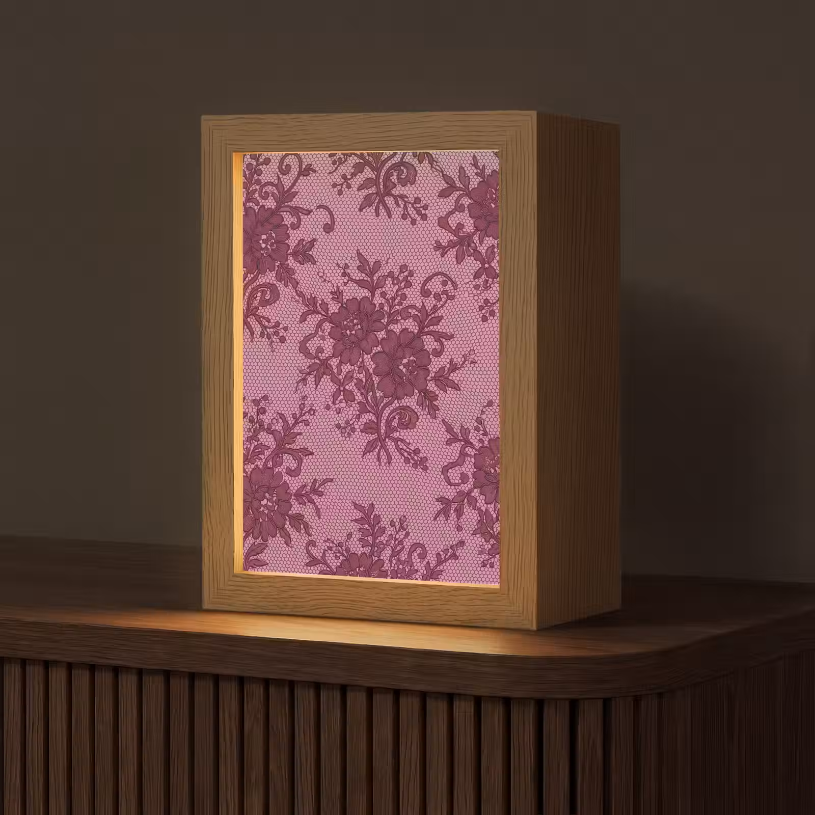 Personalisierte Lightbox - Bordeauxrotes Spitzenmuster — 1