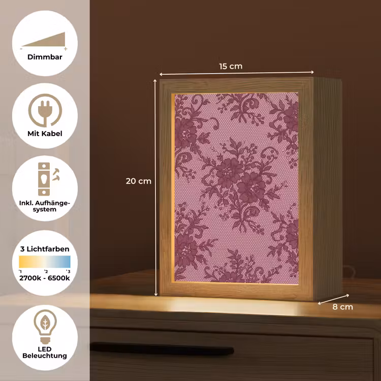 Personalisierte Lightbox - Bordeauxrotes Spitzenmuster — 6