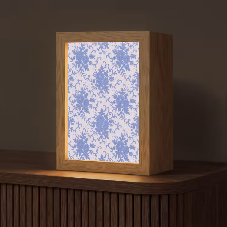 Personalisierte Lightbox - Spitze – Blumen – Blau — 1