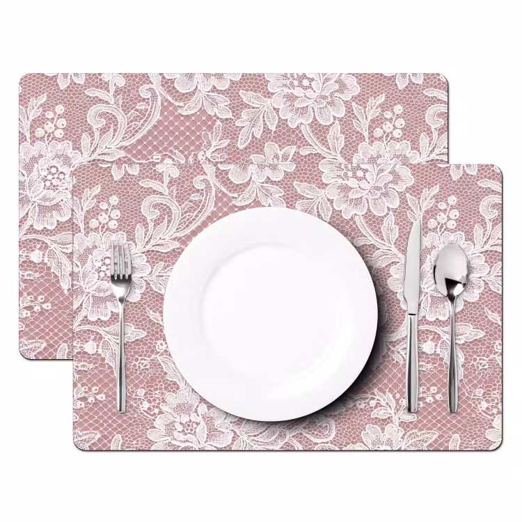 Tischset - 6 Stück - Spitze – Blumen – Weiß — 2