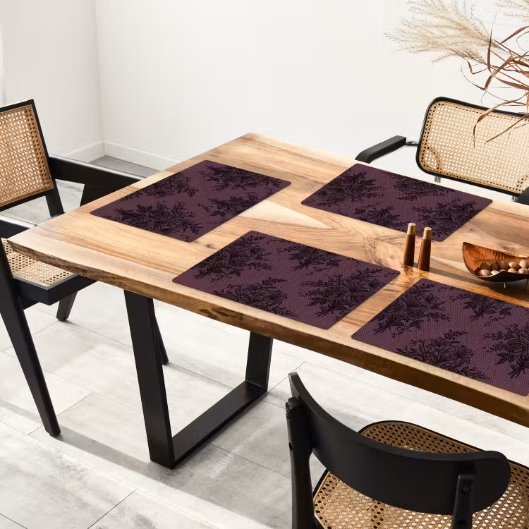 Tischset - 6 Stück - Spitzenmuster – Blumen – Lila — 3