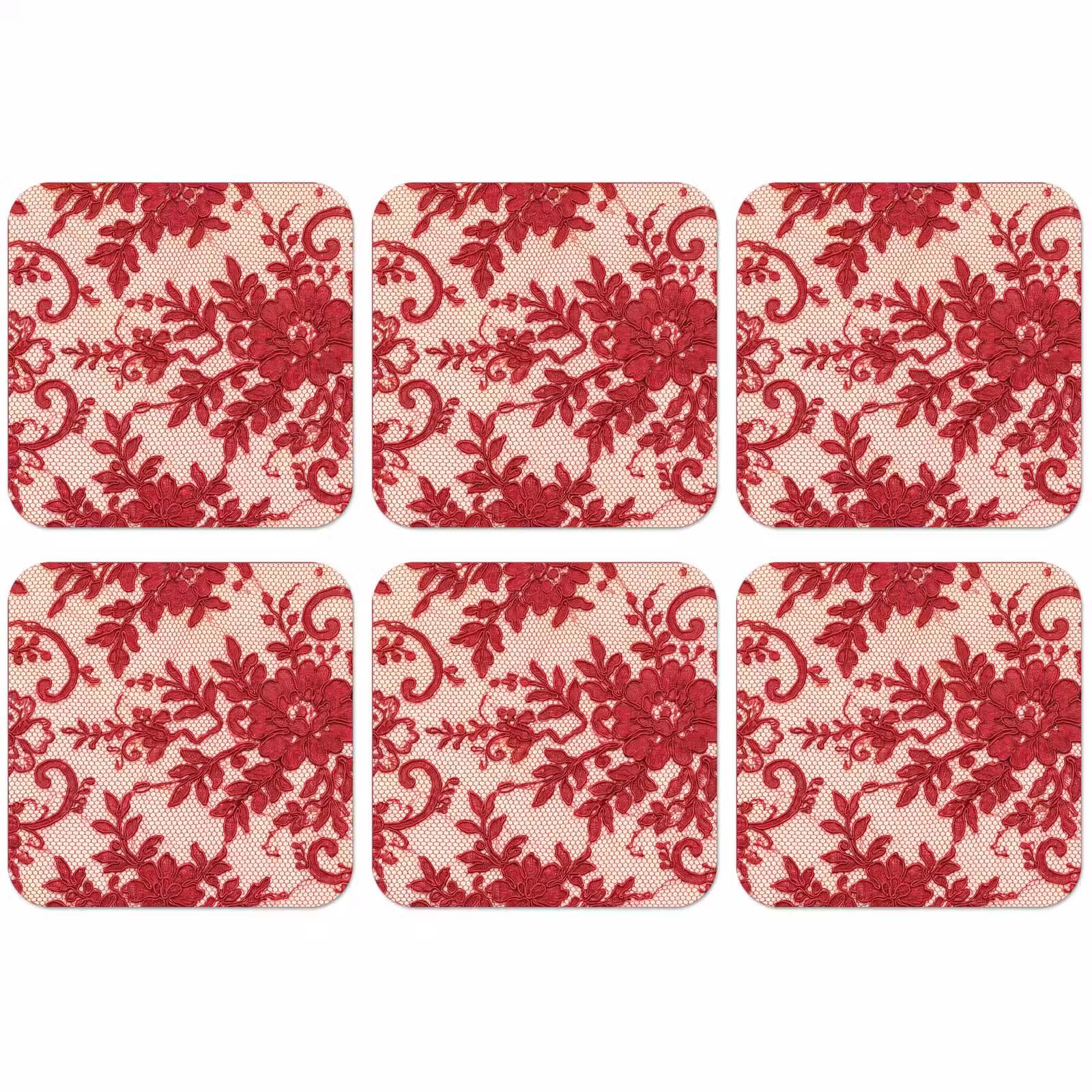Untersetzer - Rote Spitze – Blumen — 1