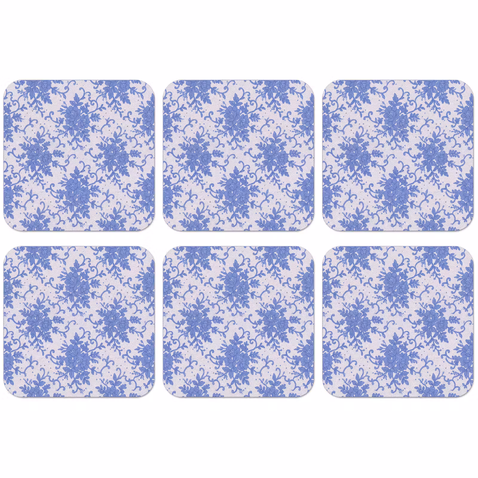 Untersetzer - Spitze – Blumen – Blau — 1