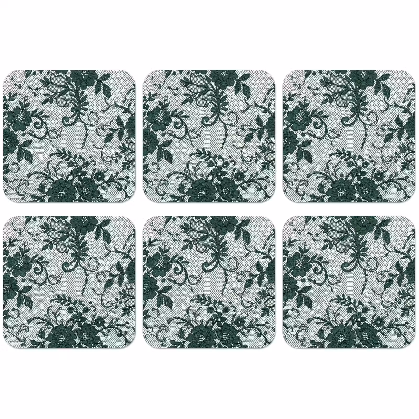 Untersetzer - Spitze – Blumen – Grün — 1