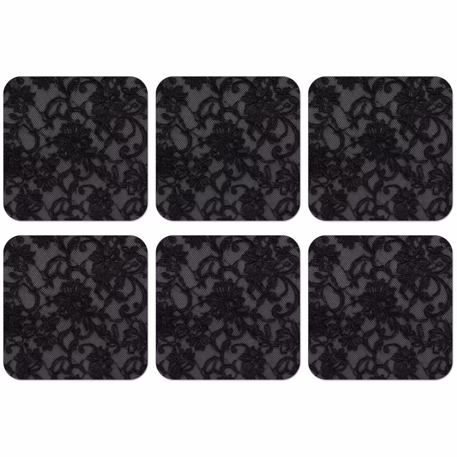 Untersetzer - Spitze – Blumen – Schwarz — 1