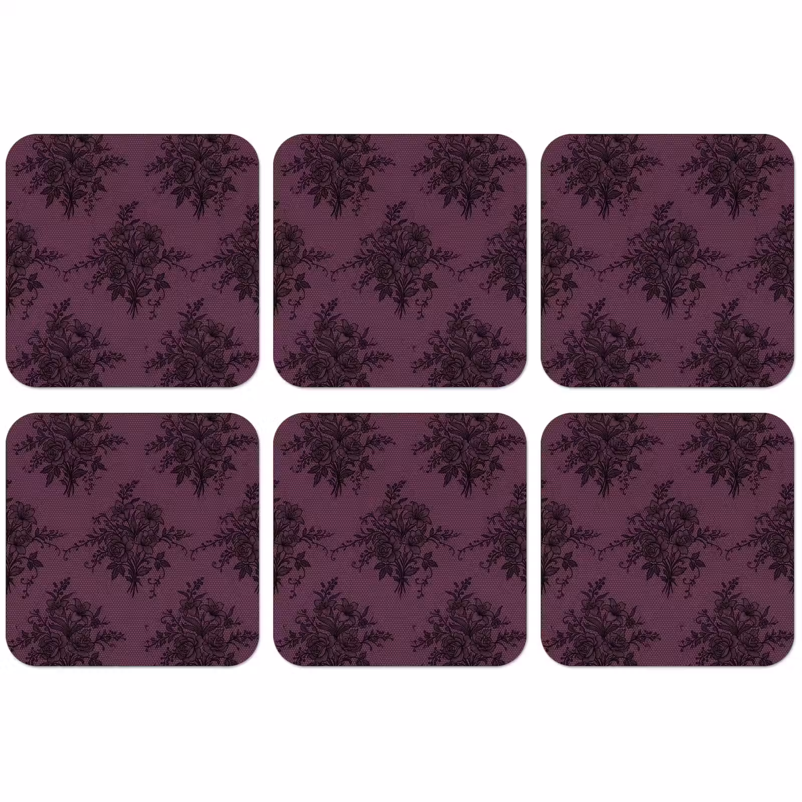 Untersetzer - Spitzenmuster – Blumen – Lila — 1