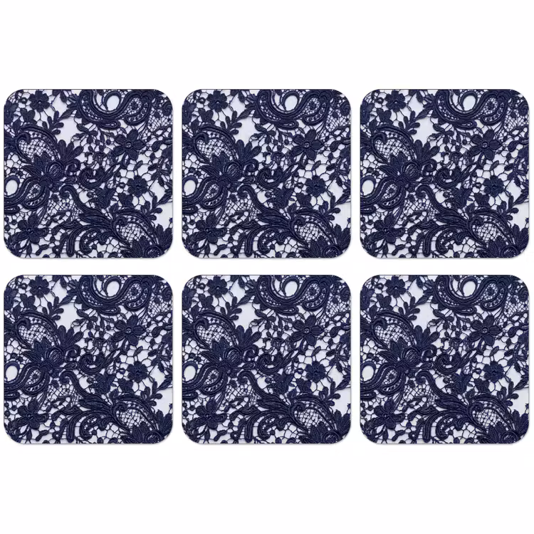 Untersetzer - Dunkelblaue Spitze – Blumen — 1