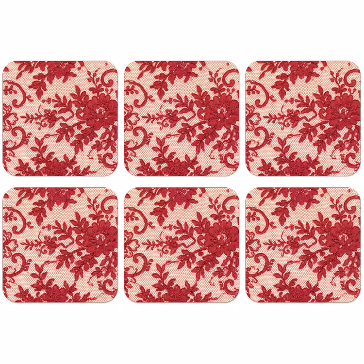 Untersetzer - Rote Spitze – Blumen — 1