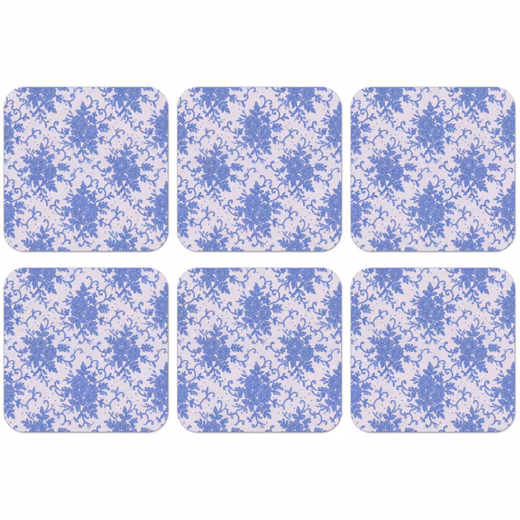 Untersetzer - Spitze – Blumen – Blau — 1