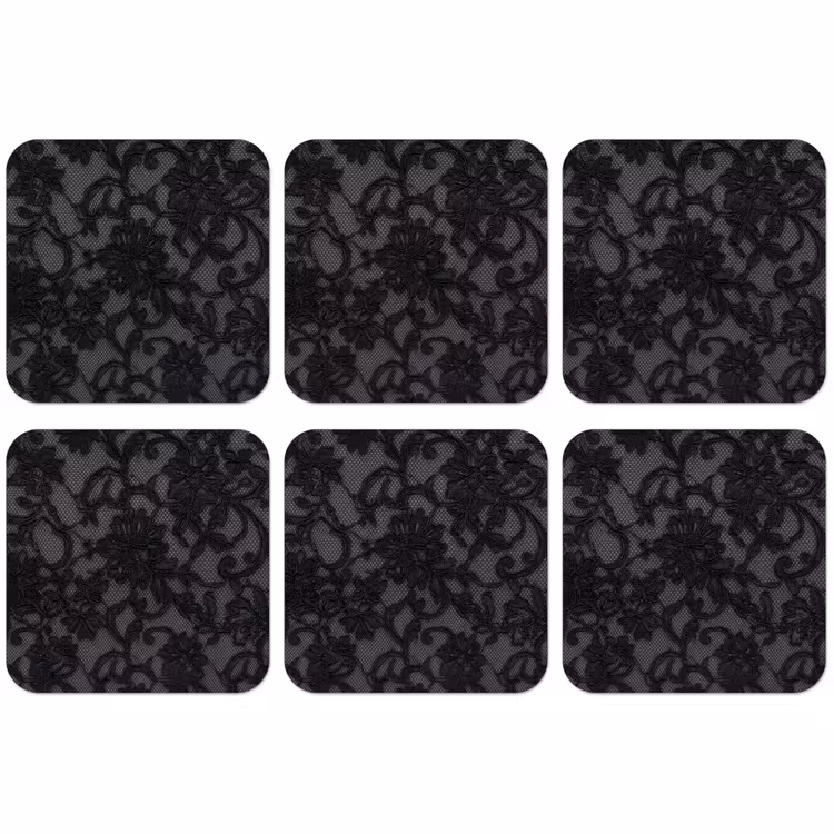Untersetzer - Spitze – Blumen – Schwarz — 1