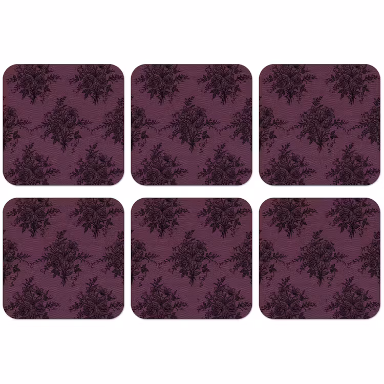 Untersetzer - Spitzenmuster – Blumen – Lila — 1