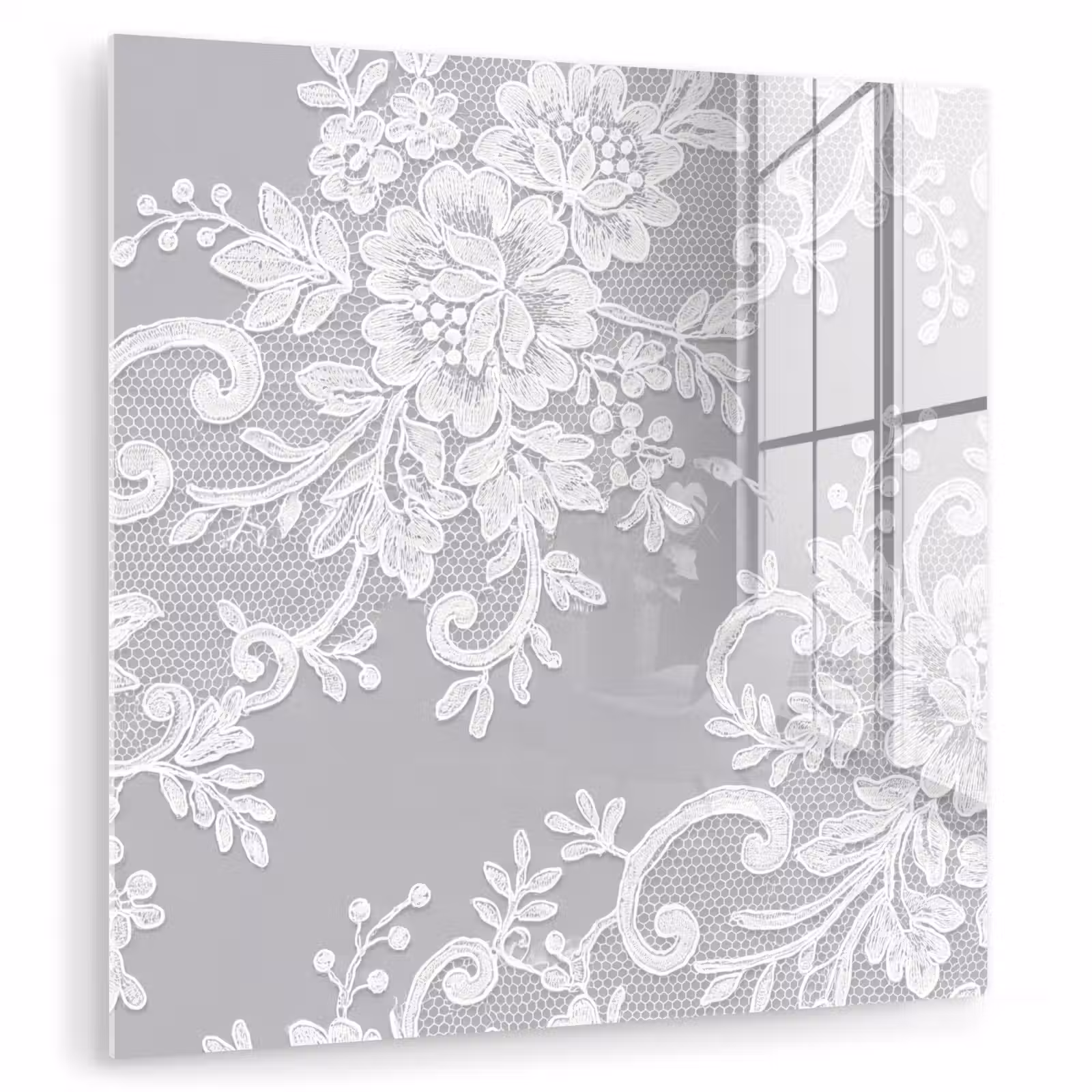 Glasbild - Spitze – Blume – Muster — 1