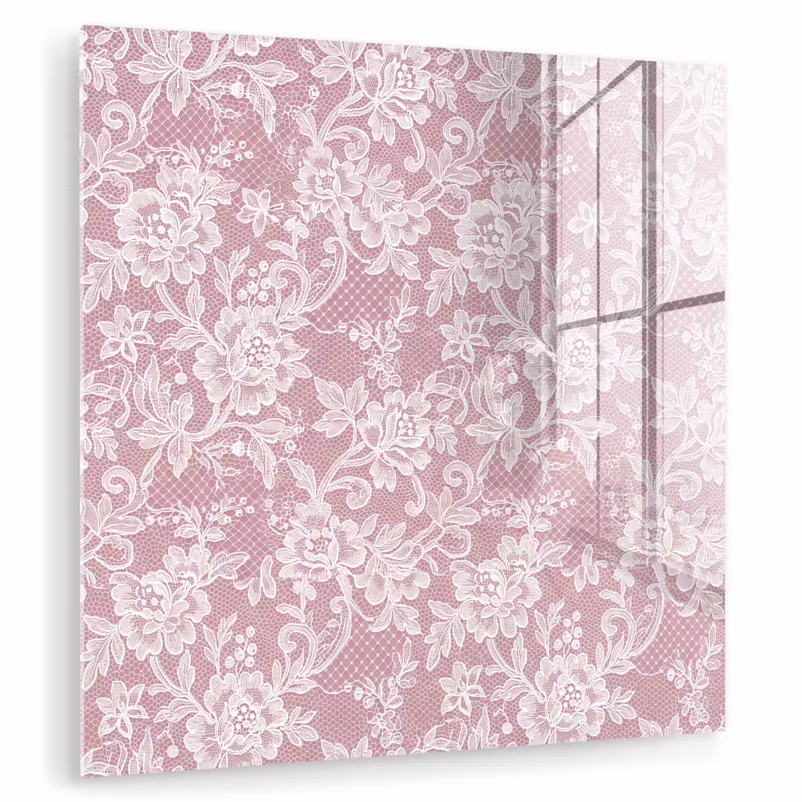Glasbild - Spitze – Blumen – Weiß — 1