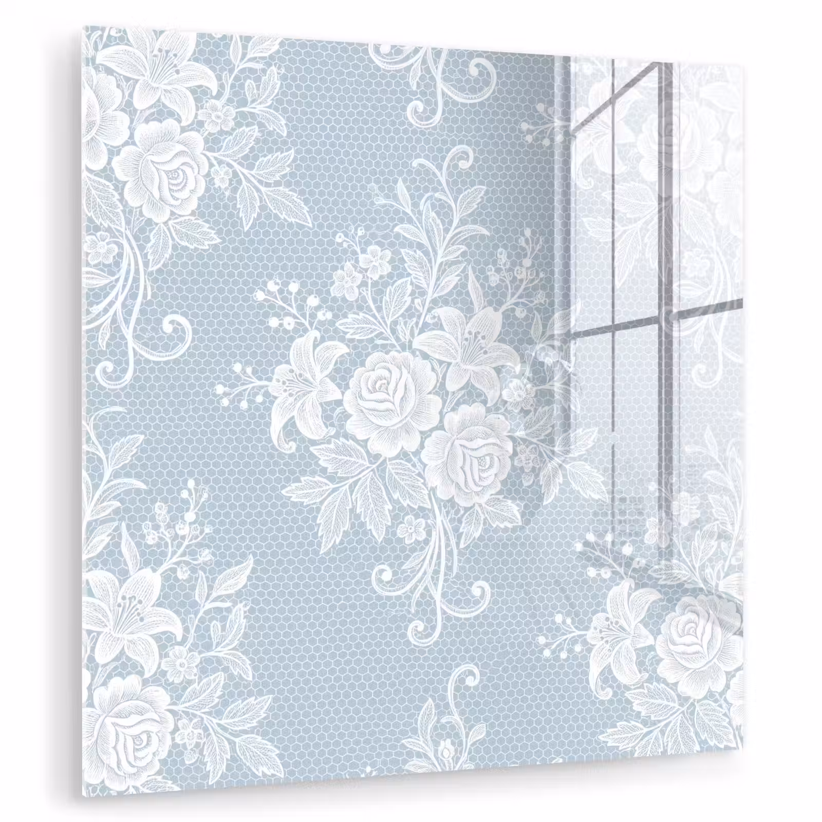 Glasbild - Weiß – Spitze – Vintage — 1