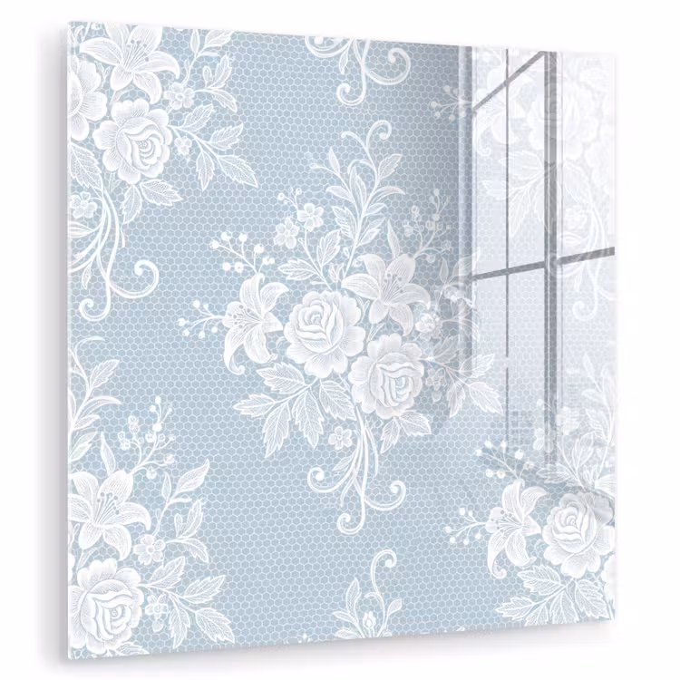 Glasbild - Weiß – Spitze – Vintage — 1
