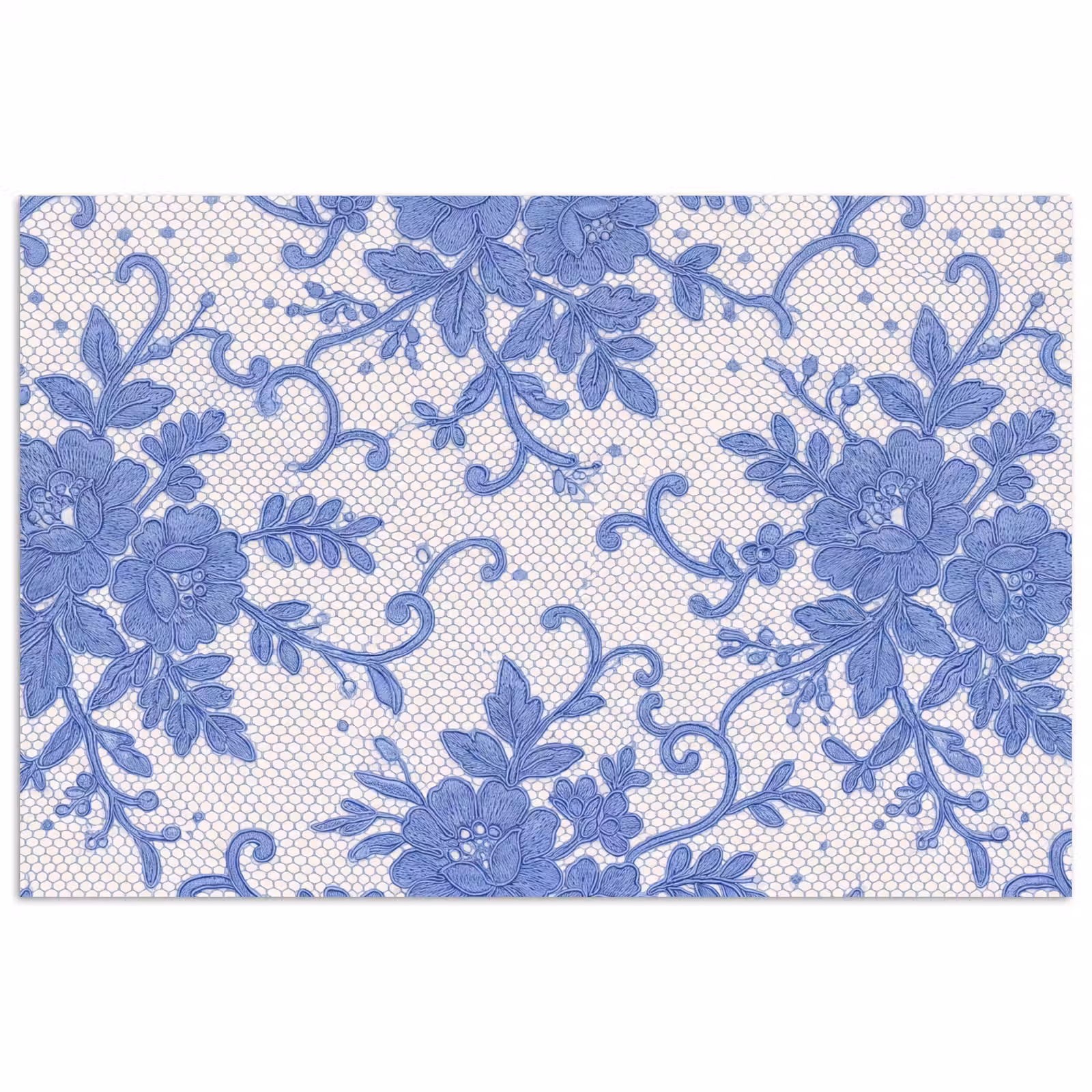 Poster - Spitze – Blumen – Blau — 1